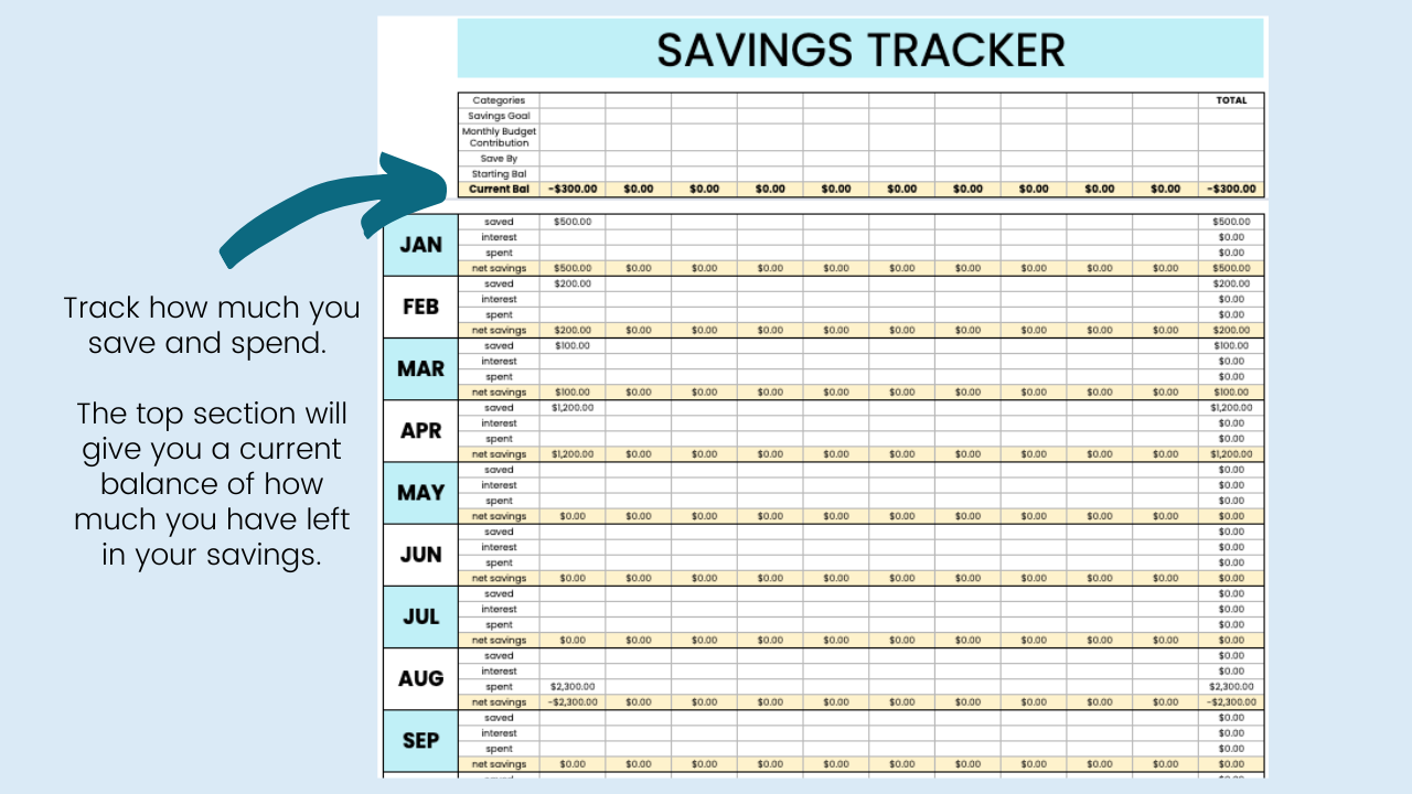 Money Goals & Savings Plan with Savings Tracker