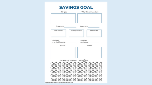 (Printable) Savings Goal Worksheet & Tracker (home savings)
