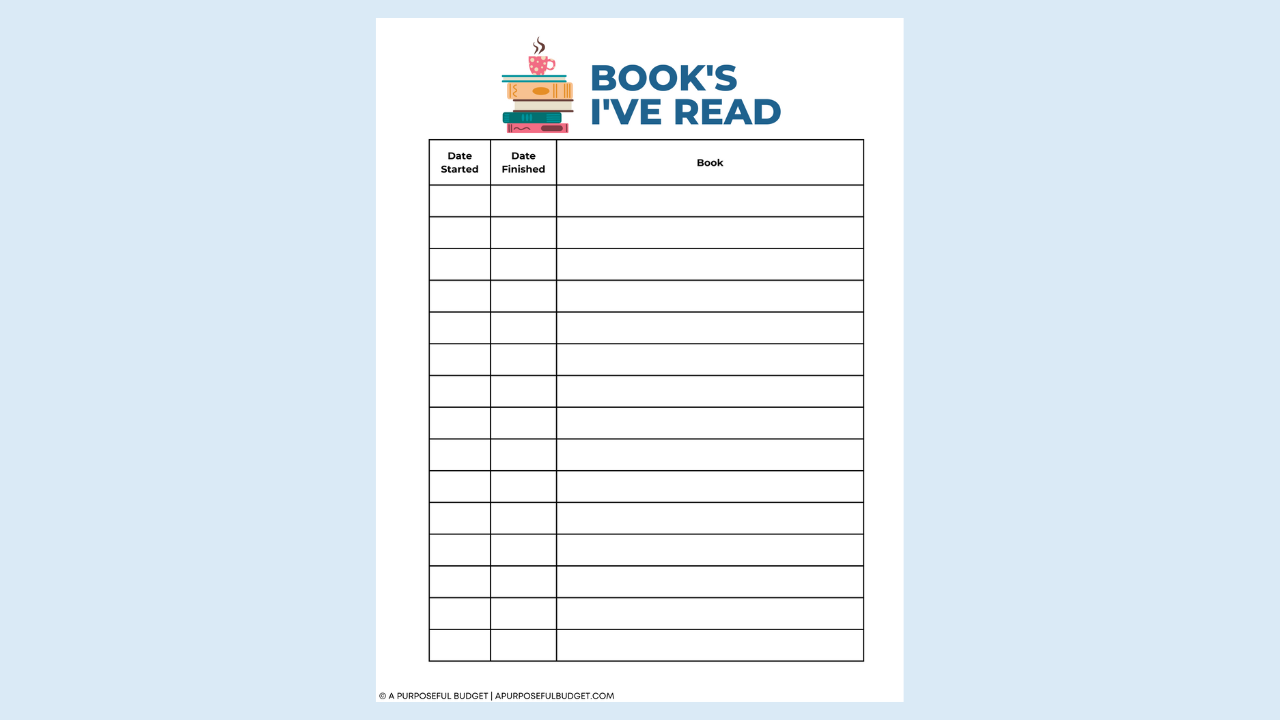 (Printable) Books I've Read (list) apurposefulbudget