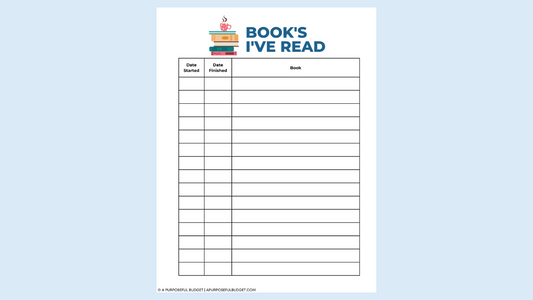 (Printable) Books I've Read (list)