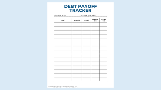 (Printable) Debt Payoff Tracker