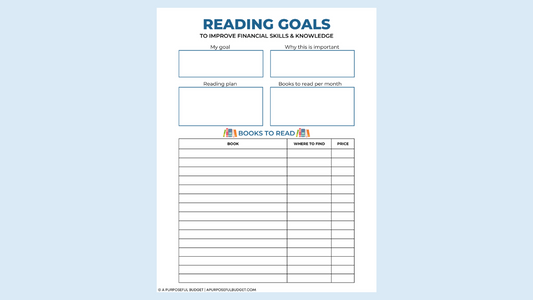 (Printable) Reading Goals Worksheet