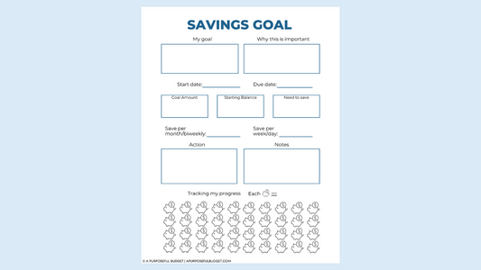 (Printable) Savings Goal Worksheet & Tracker (piggy bank)