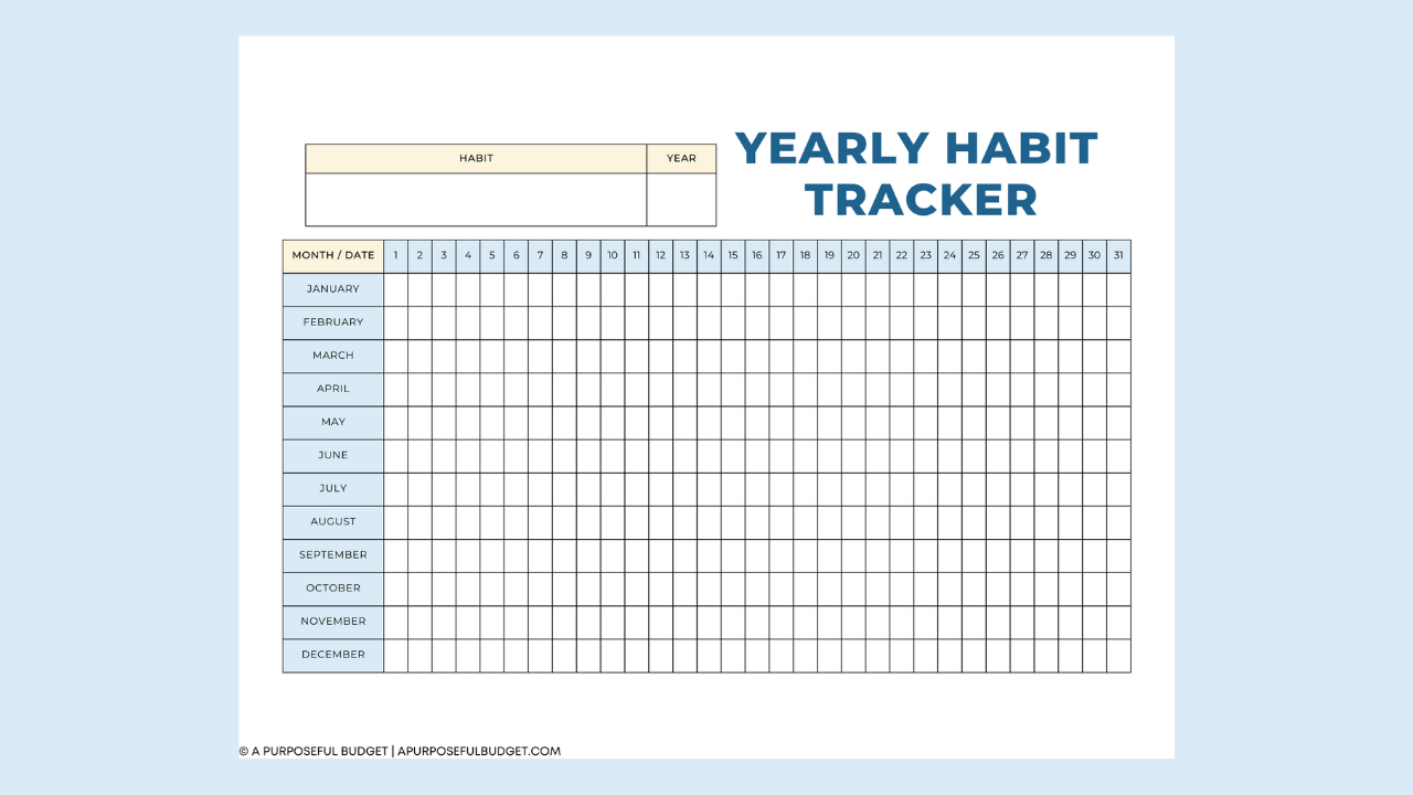 (Printable)Yearly Habit Tracker