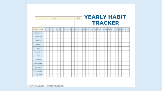 (Printable)Yearly Habit Tracker